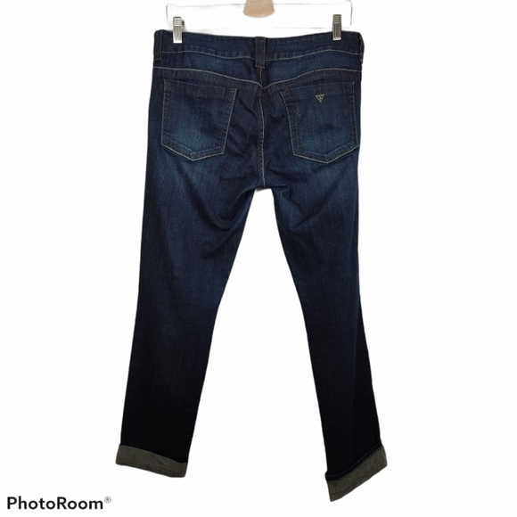 Guess Dark Wash Cuff Hem Boyfriend Denim Jeans 31 Coastal Cottage Mom - Picture 2 of 11